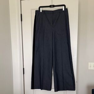 LOFT Chambray & Velvet Tuxedo Stripe Wide-Leg Pants